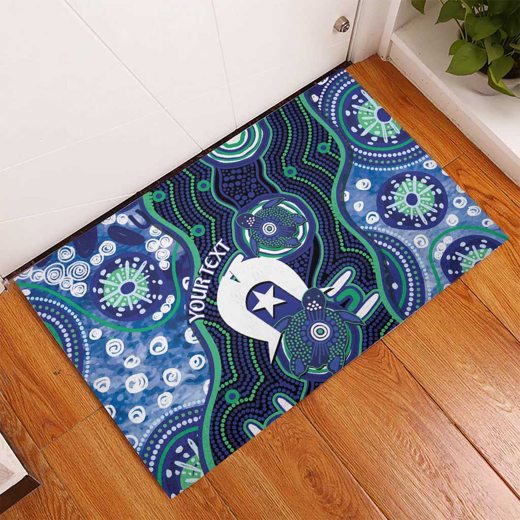 Personalised Torres Strait Islander Flag Day Rubber Doormat Aboriginal Sea Turtle And Dhari