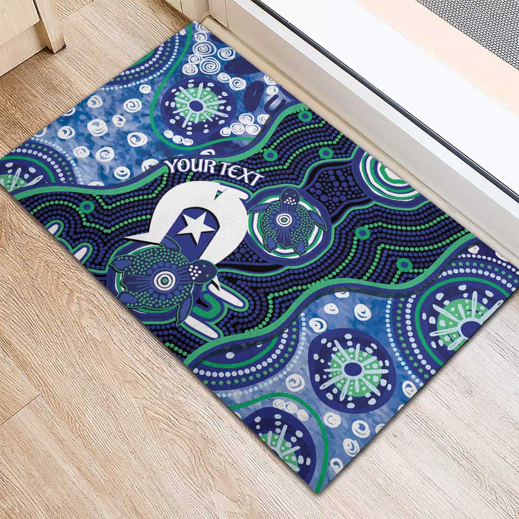 Personalised Torres Strait Islander Flag Day Rubber Doormat Aboriginal Sea Turtle And Dhari