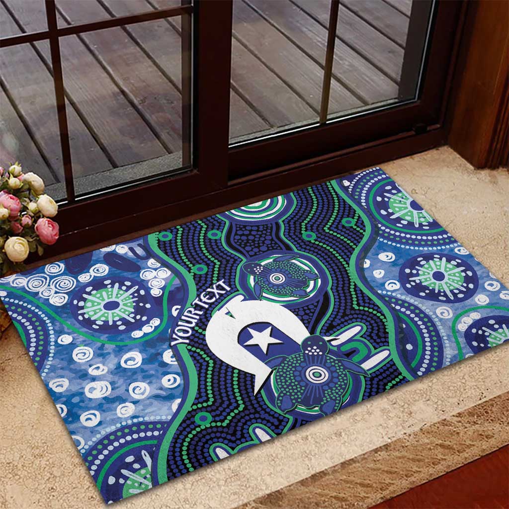 Personalised Torres Strait Islander Flag Day Rubber Doormat Aboriginal Sea Turtle And Dhari