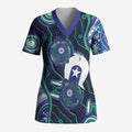 Personalised Torres Strait Islander Flag Day Scrub Top Aboriginal Sea Turtle And Dhari