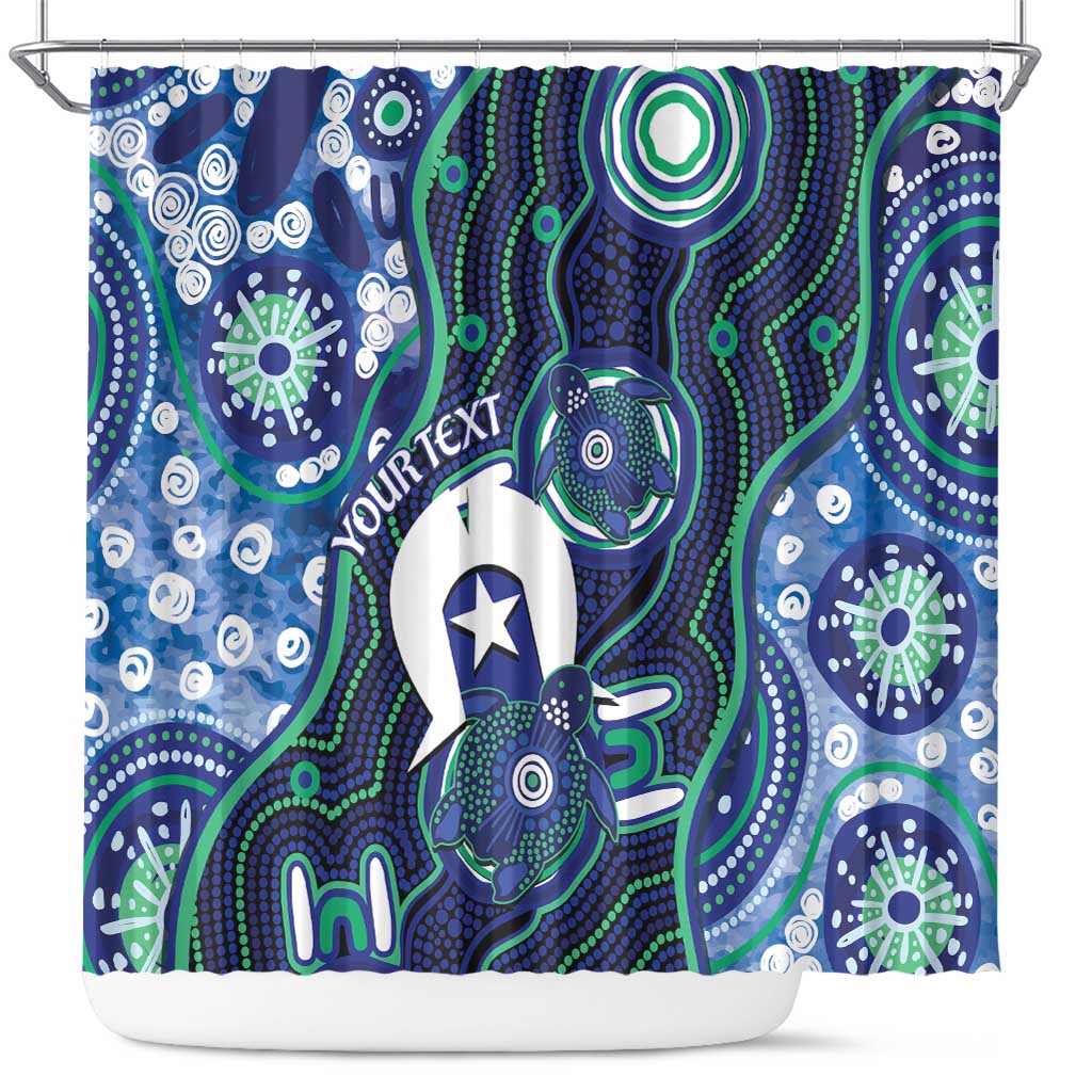 Personalised Torres Strait Islander Flag Day Shower Curtain Aboriginal Sea Turtle And Dhari