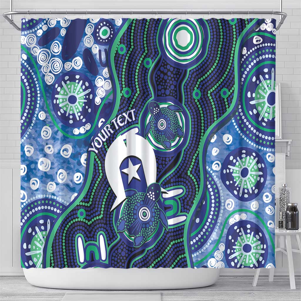 Personalised Torres Strait Islander Flag Day Shower Curtain Aboriginal Sea Turtle And Dhari