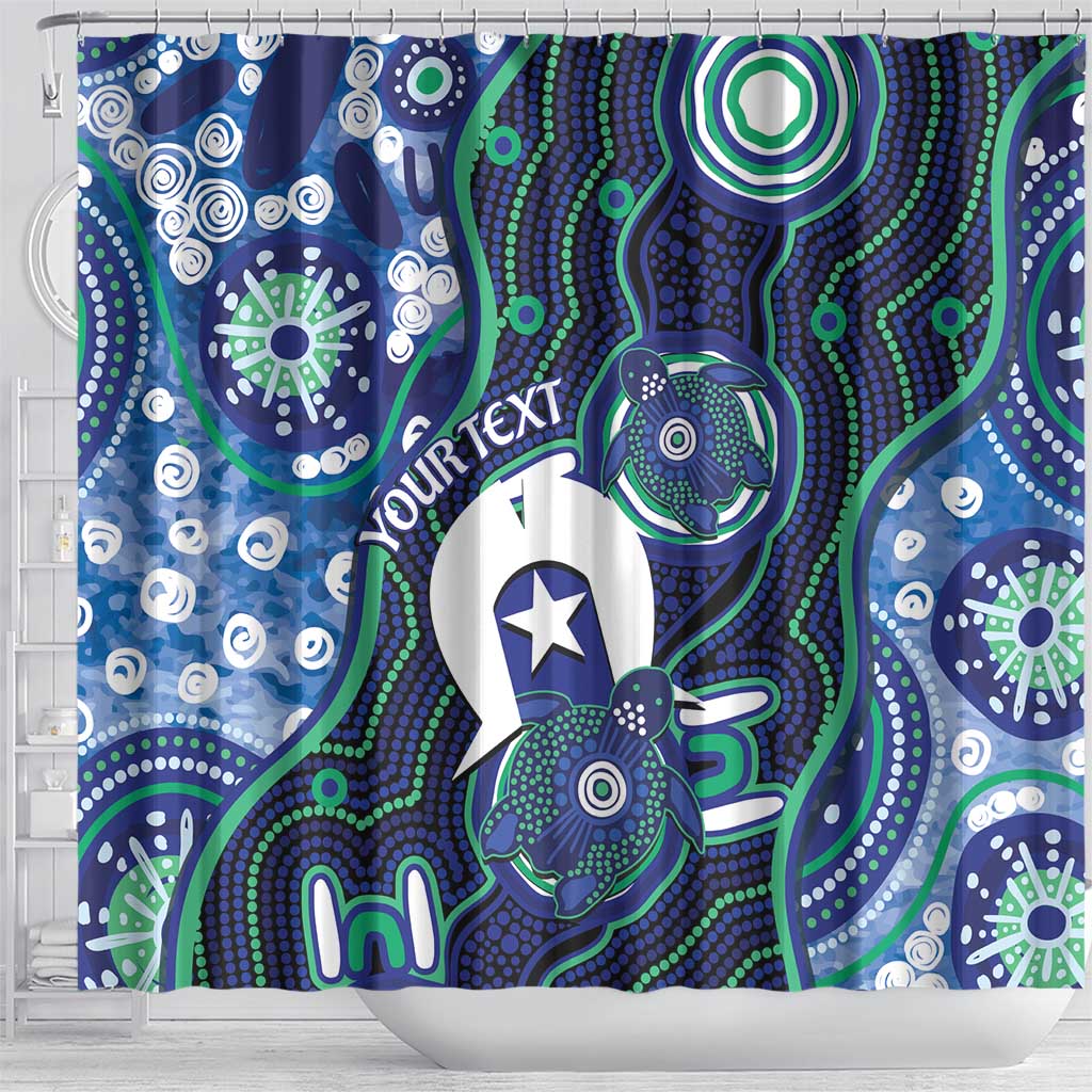 Personalised Torres Strait Islander Flag Day Shower Curtain Aboriginal Sea Turtle And Dhari