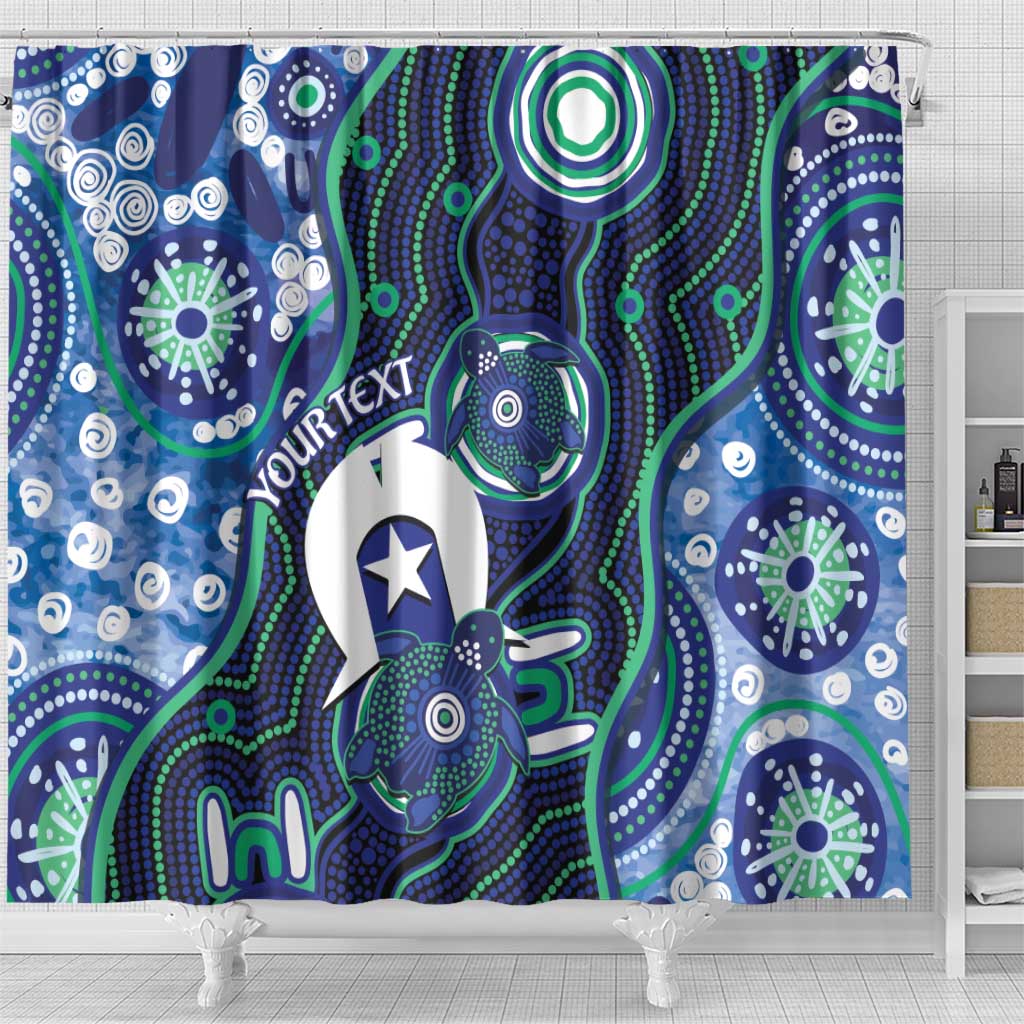 Personalised Torres Strait Islander Flag Day Shower Curtain Aboriginal Sea Turtle And Dhari