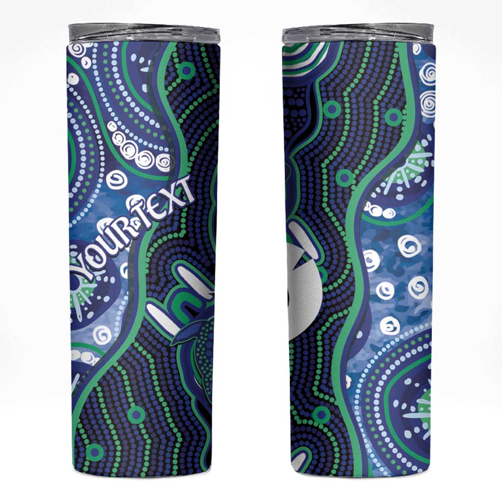 Personalised Torres Strait Islander Flag Day Skinny Tumbler Aboriginal Sea Turtle And Dhari
