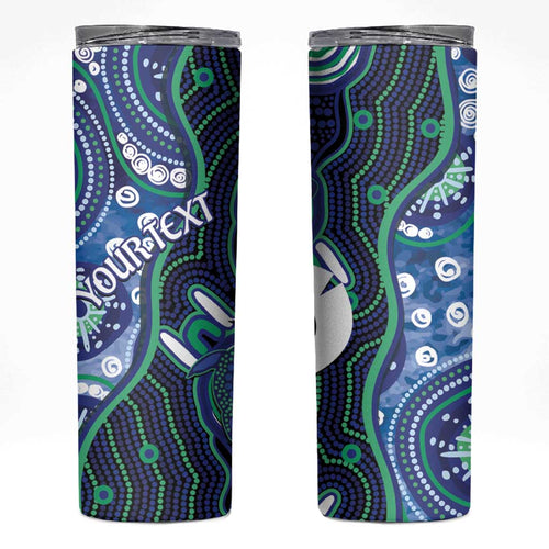 Personalised Torres Strait Islander Flag Day Skinny Tumbler Aboriginal Sea Turtle And Dhari