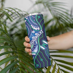 Personalised Torres Strait Islander Flag Day Skinny Tumbler Aboriginal Sea Turtle And Dhari
