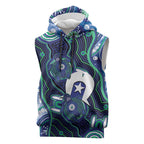 Personalised Torres Strait Islander Flag Day Sleeveless Hoodie Aboriginal Sea Turtle And Dhari