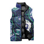 Personalised Torres Strait Islander Flag Day Sleeveless Puffer Jacket Aboriginal Sea Turtle And Dhari