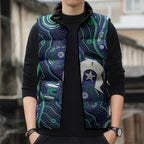 Personalised Torres Strait Islander Flag Day Sleeveless Puffer Jacket Aboriginal Sea Turtle And Dhari