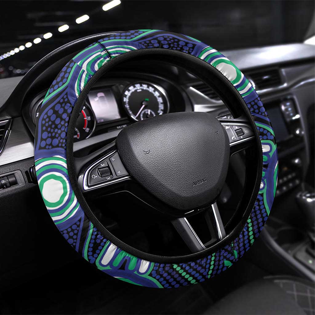 Torres Strait Islander Flag Day Steering Wheel Cover Aboriginal Sea Turtle And Dhari
