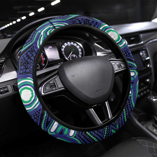 Torres Strait Islander Flag Day Steering Wheel Cover Aboriginal Sea Turtle And Dhari