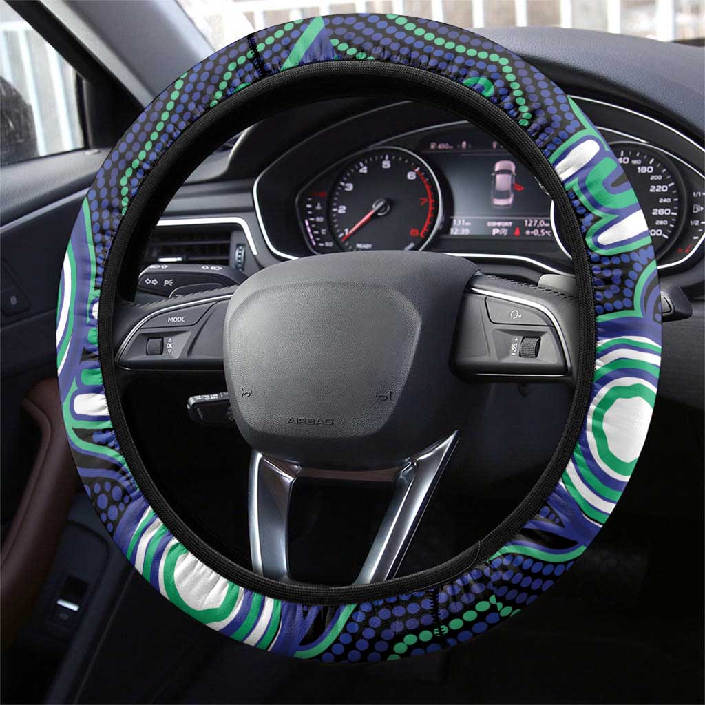 Torres Strait Islander Flag Day Steering Wheel Cover Aboriginal Sea Turtle And Dhari