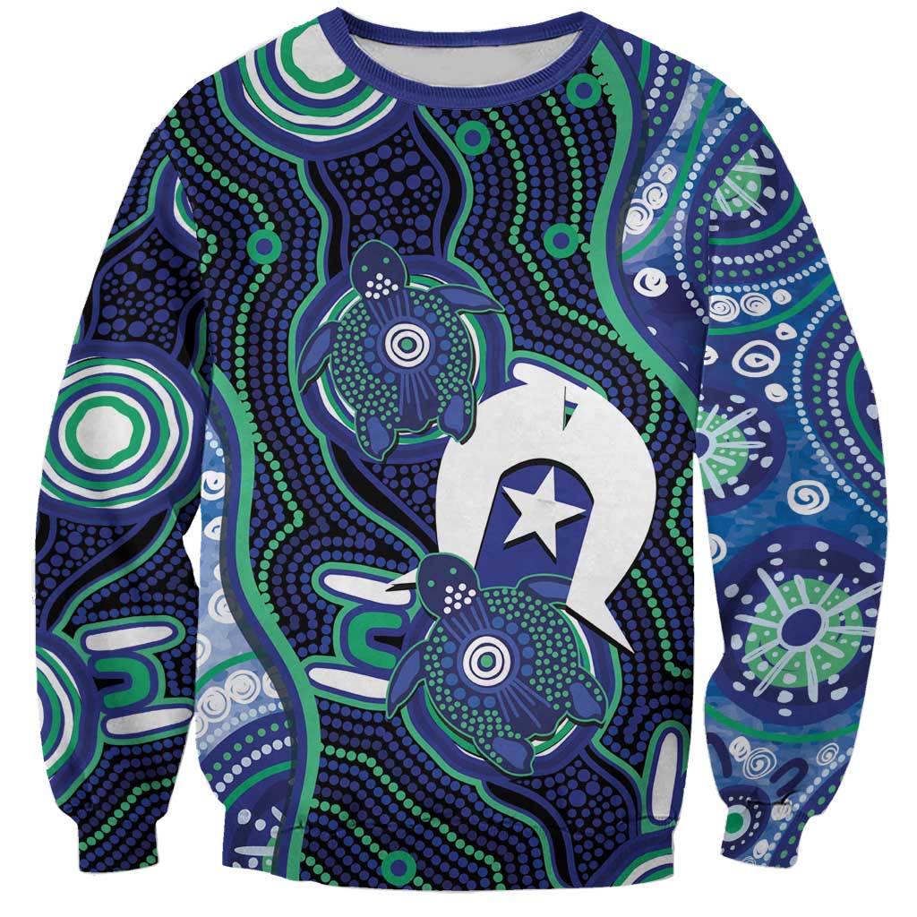 Personalised Torres Strait Islander Flag Day Sweatshirt Aboriginal Sea Turtle And Dhari