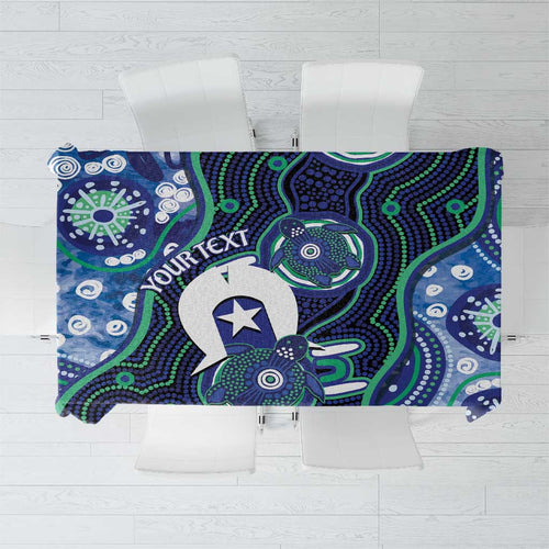 Personalised Torres Strait Islander Flag Day Tablecloth Aboriginal Sea Turtle And Dhari