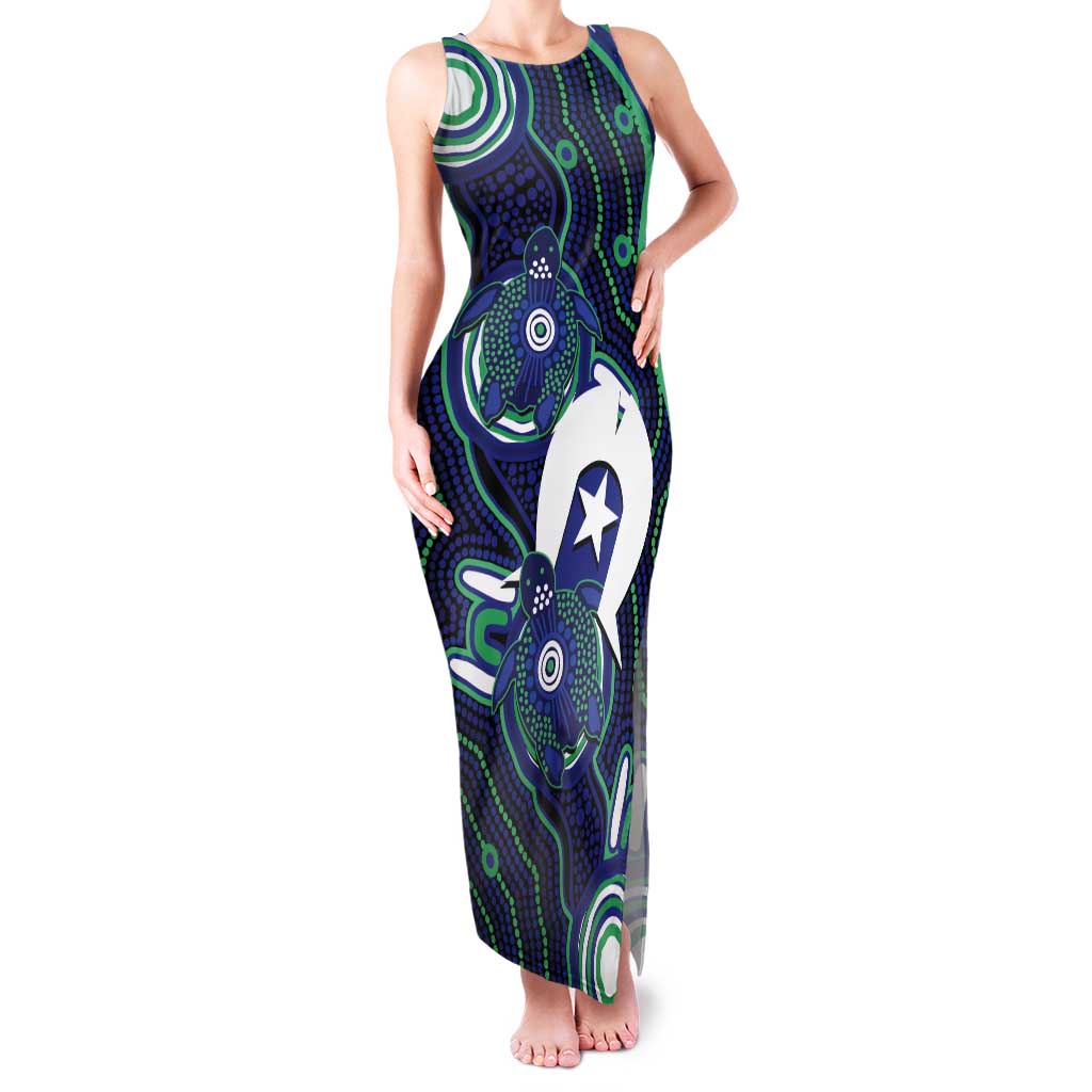 Personalised Torres Strait Islander Flag Day Tank Maxi Dress Aboriginal Sea Turtle And Dhari