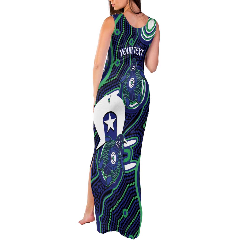 Personalised Torres Strait Islander Flag Day Tank Maxi Dress Aboriginal Sea Turtle And Dhari