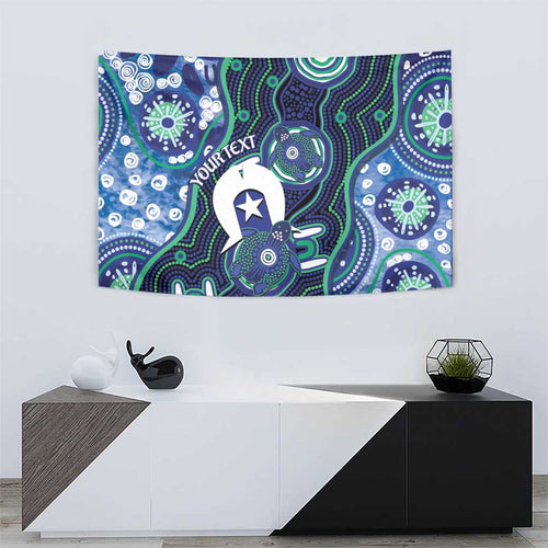 Personalised Torres Strait Islander Flag Day Tapestry Aboriginal Sea Turtle And Dhari