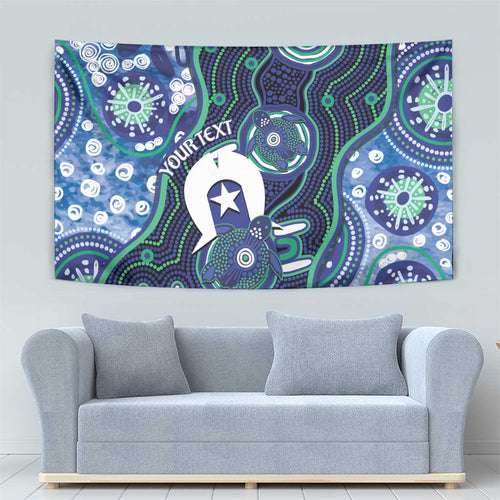 Personalised Torres Strait Islander Flag Day Tapestry Aboriginal Sea Turtle And Dhari