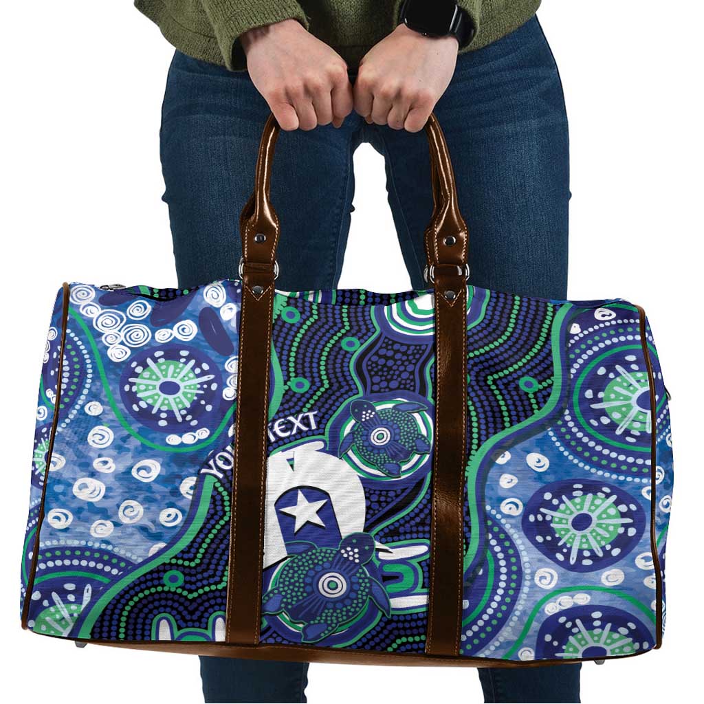 Personalised Torres Strait Islander Flag Day Travel Bag Aboriginal Sea Turtle And Dhari