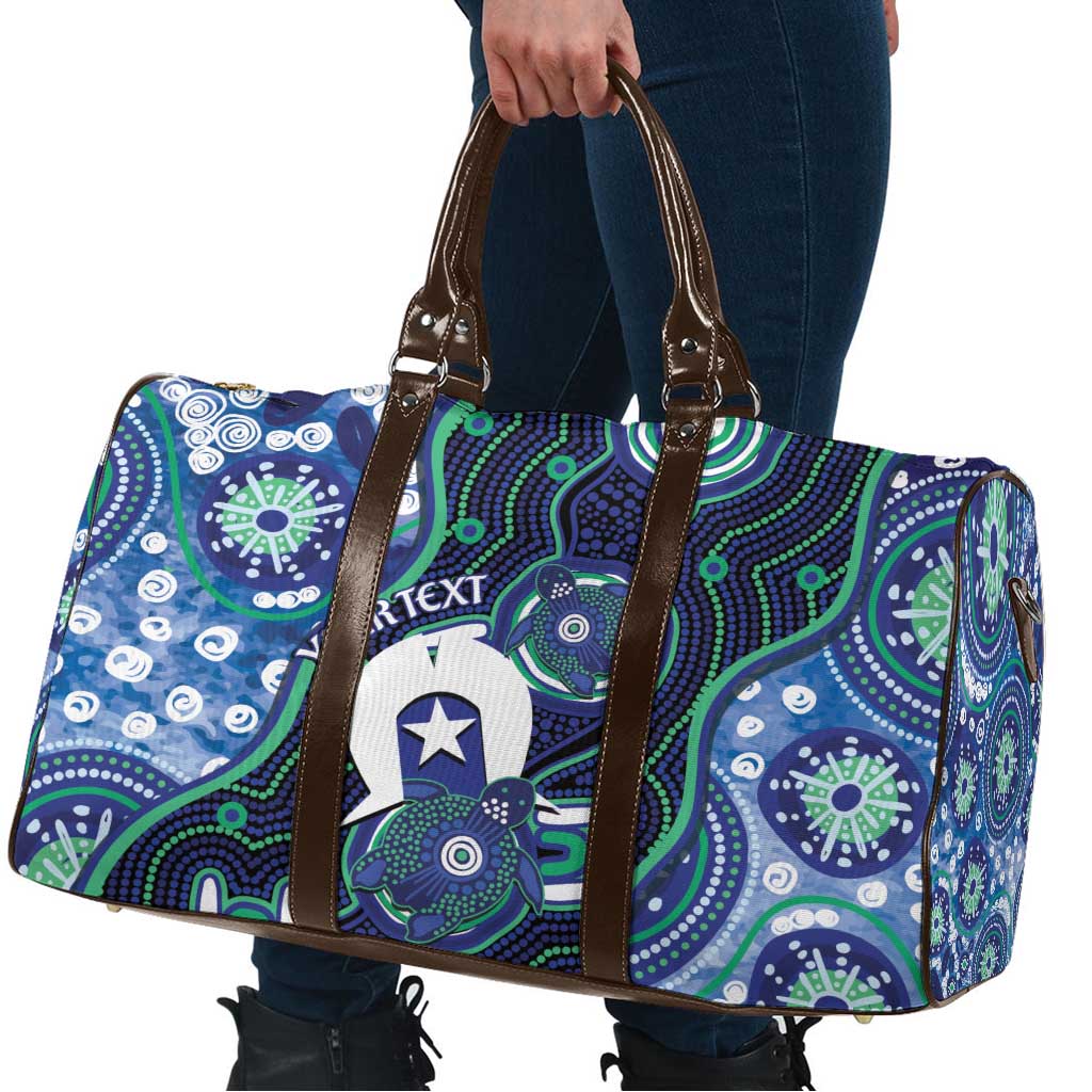 Personalised Torres Strait Islander Flag Day Travel Bag Aboriginal Sea Turtle And Dhari