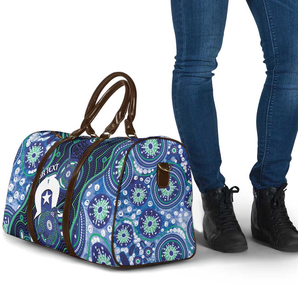 Personalised Torres Strait Islander Flag Day Travel Bag Aboriginal Sea Turtle And Dhari