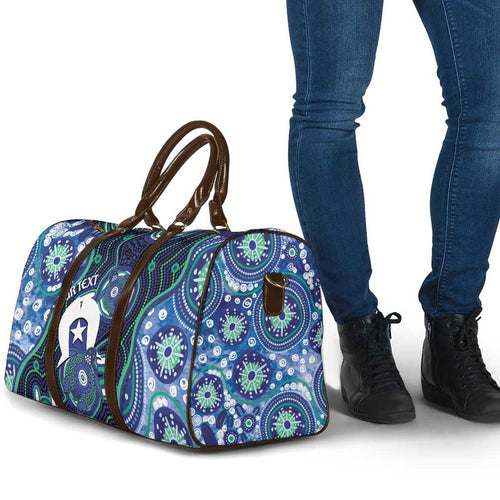 Personalised Torres Strait Islander Flag Day Travel Bag Aboriginal Sea Turtle And Dhari
