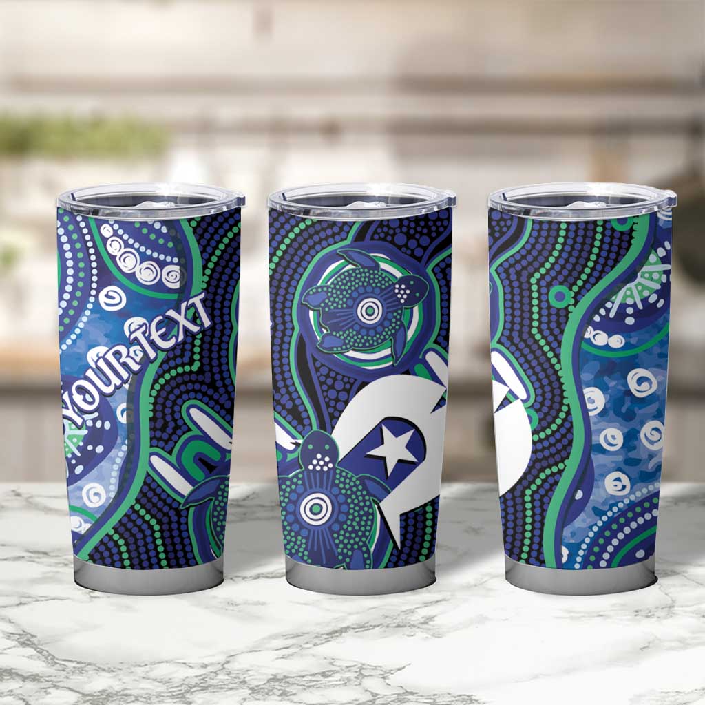 Personalised Torres Strait Islander Flag Day Tumbler Cup Aboriginal Sea Turtle And Dhari