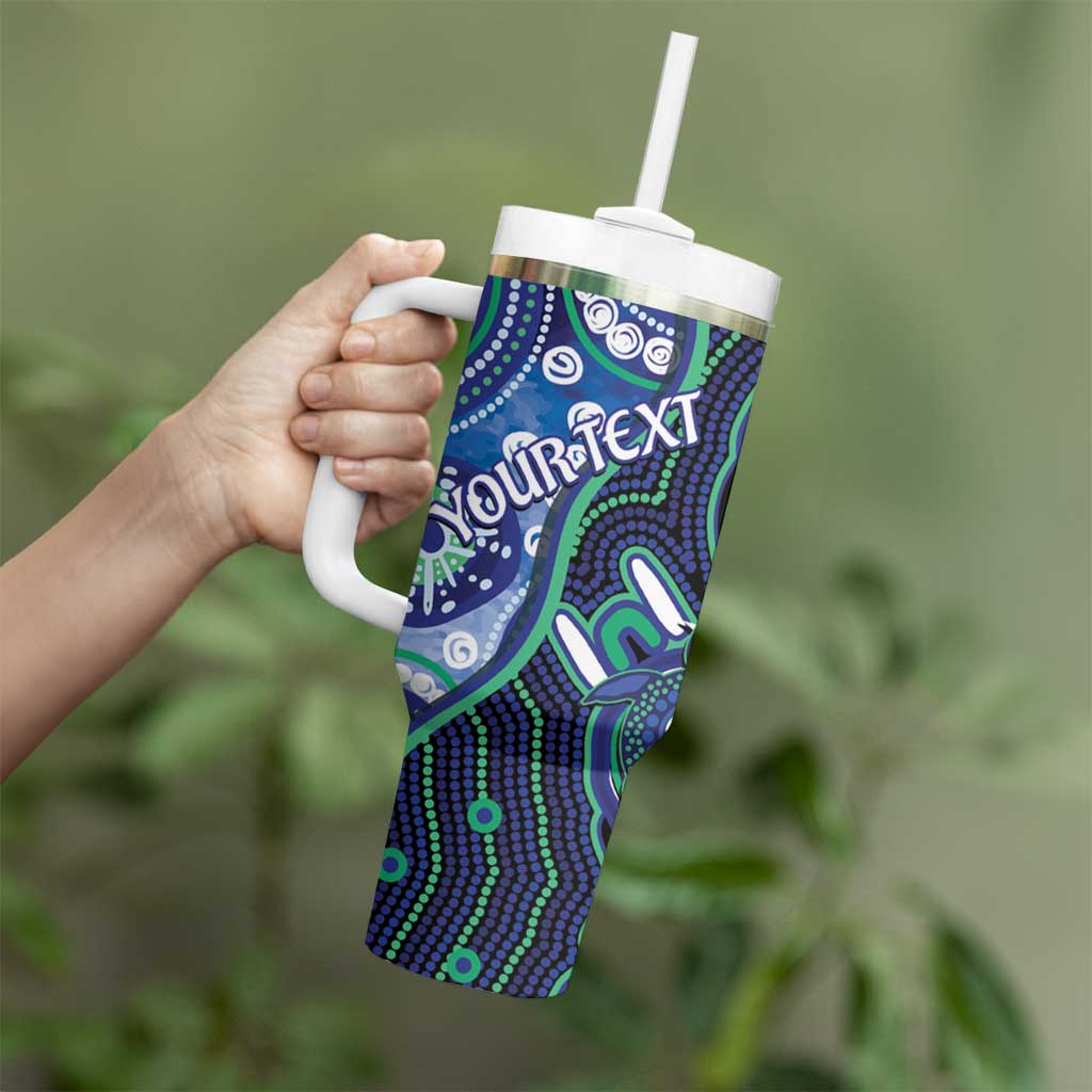 Personalised Torres Strait Islander Flag Day Tumbler With Handle Aboriginal Sea Turtle And Dhari