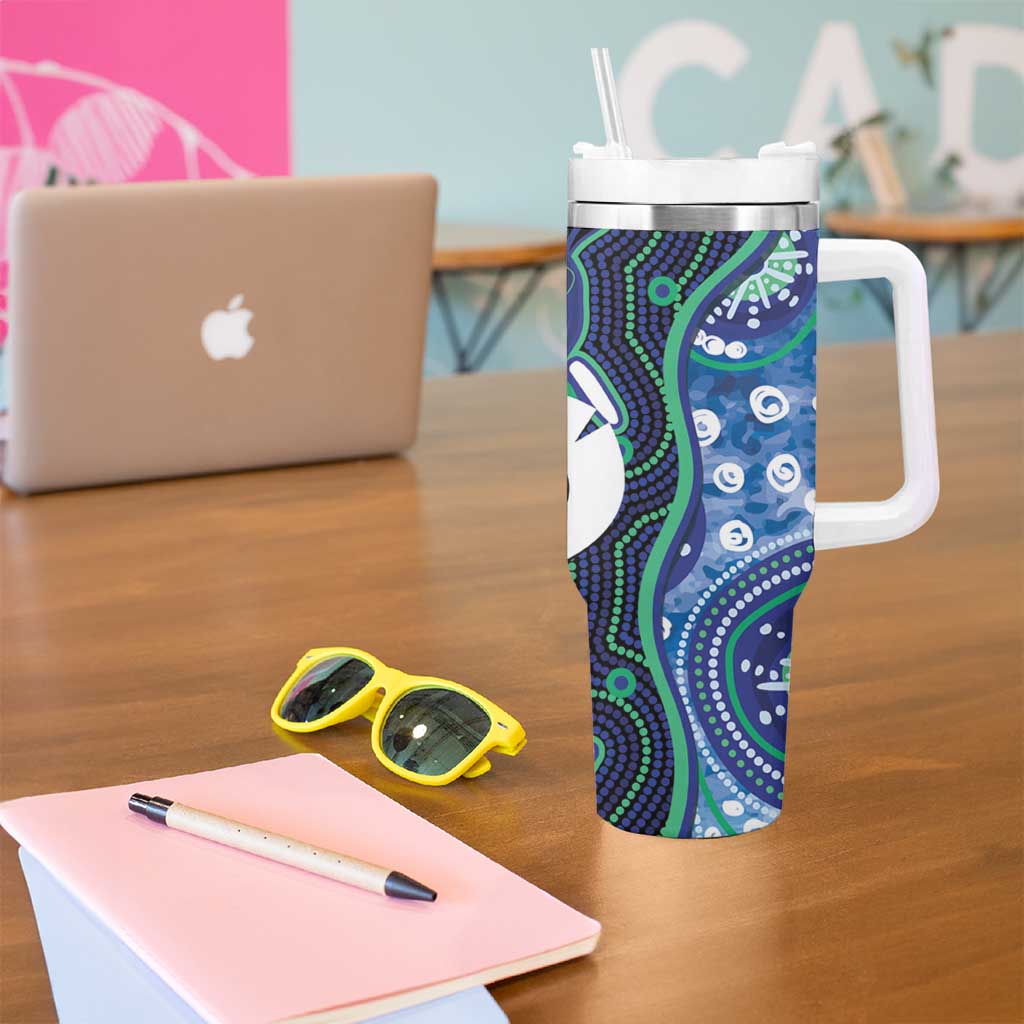 Personalised Torres Strait Islander Flag Day Tumbler With Handle Aboriginal Sea Turtle And Dhari