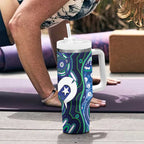Personalised Torres Strait Islander Flag Day Tumbler With Handle Aboriginal Sea Turtle And Dhari