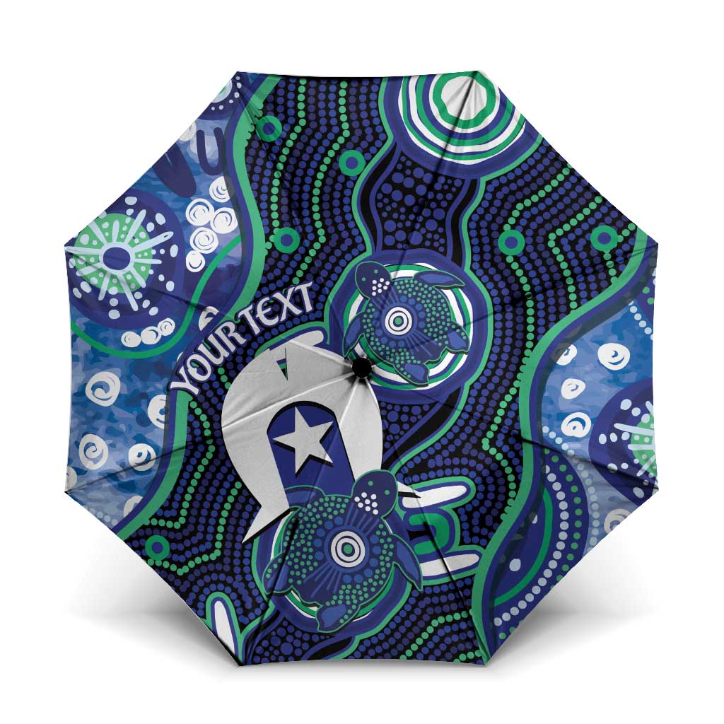 Personalised Torres Strait Islander Flag Day Umbrella Aboriginal Sea Turtle And Dhari