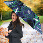 Personalised Torres Strait Islander Flag Day Umbrella Aboriginal Sea Turtle And Dhari