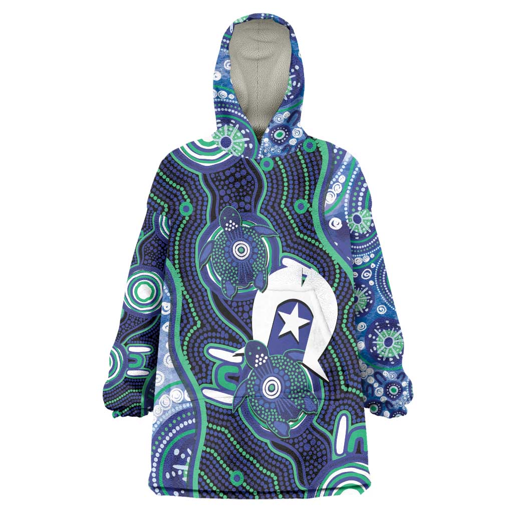 Personalised Torres Strait Islander Flag Day Wearable Blanket Hoodie Aboriginal Sea Turtle And Dhari