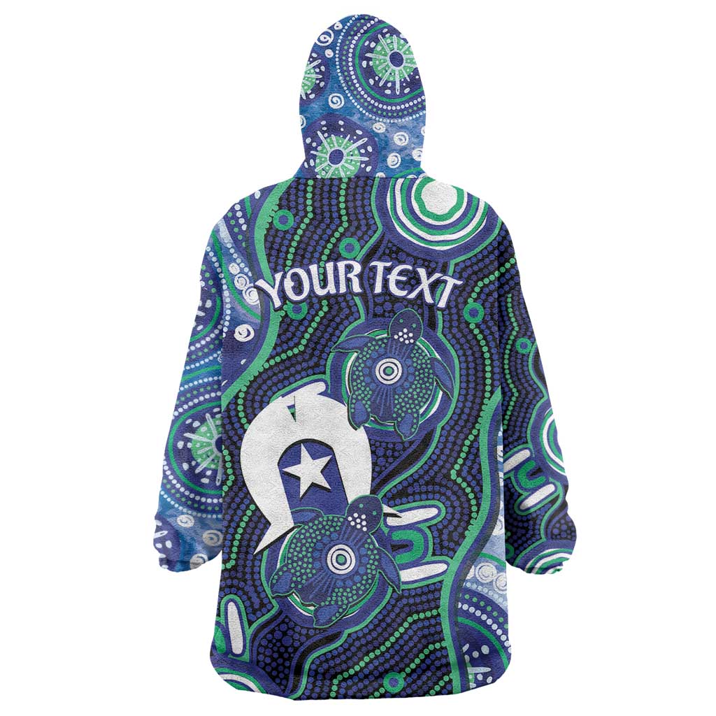 Personalised Torres Strait Islander Flag Day Wearable Blanket Hoodie Aboriginal Sea Turtle And Dhari