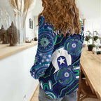Personalised Torres Strait Islander Flag Day Women Casual Shirt Aboriginal Sea Turtle And Dhari