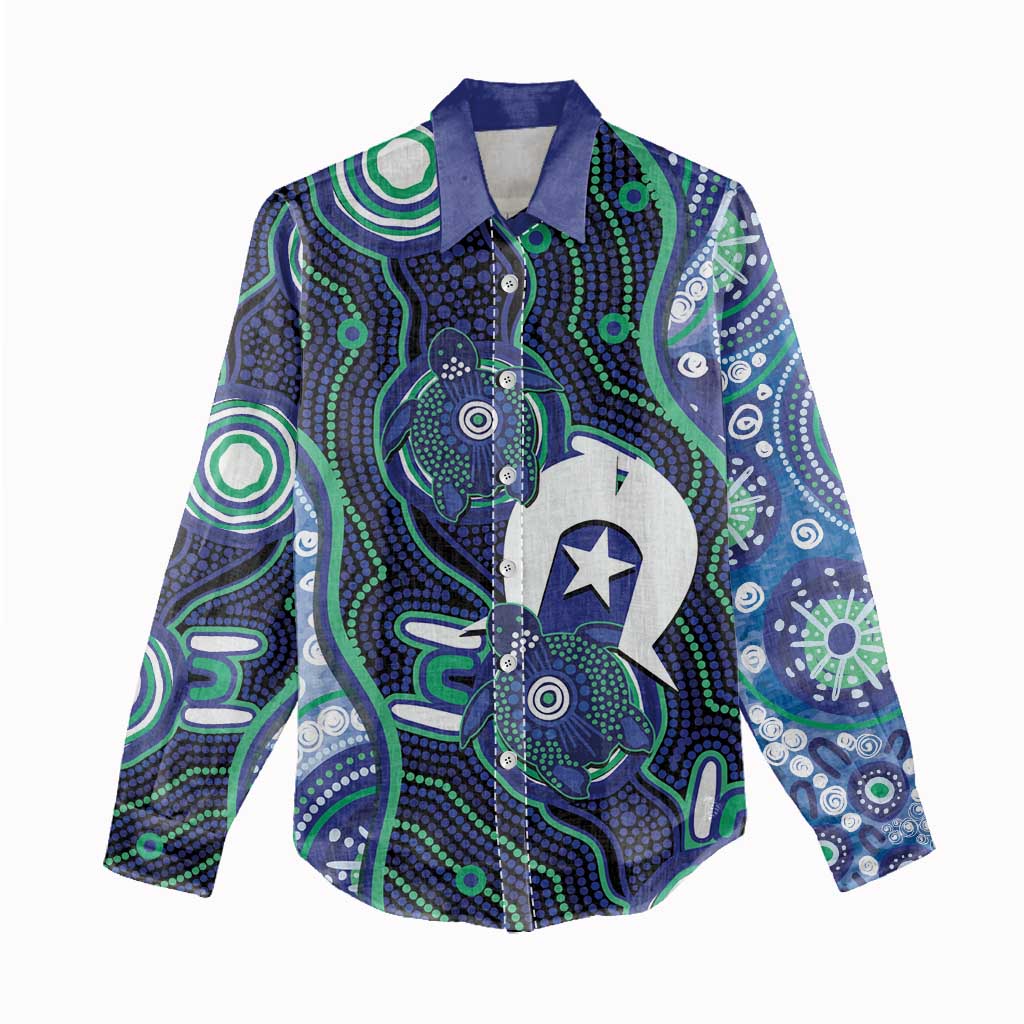 Personalised Torres Strait Islander Flag Day Women Casual Shirt Aboriginal Sea Turtle And Dhari