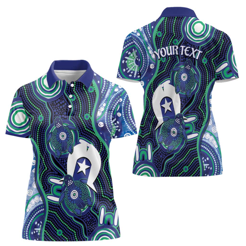 Personalised Torres Strait Islander Flag Day Women Polo Shirt Aboriginal Sea Turtle And Dhari