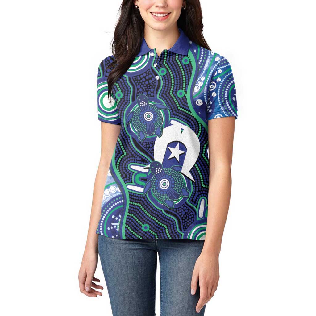 Personalised Torres Strait Islander Flag Day Women Polo Shirt Aboriginal Sea Turtle And Dhari