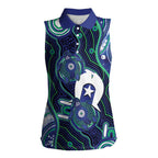 Personalised Torres Strait Islander Flag Day Women Sleeveless Polo Shirt Aboriginal Sea Turtle And Dhari