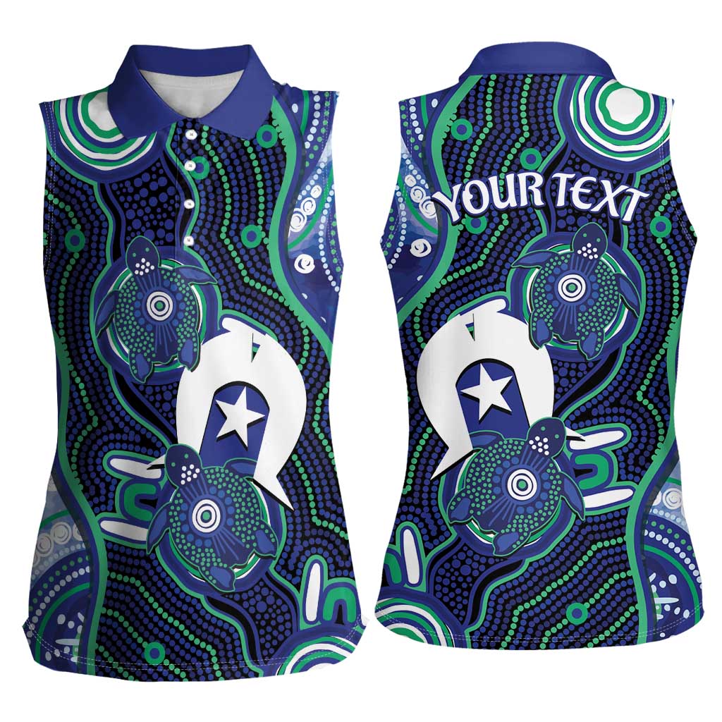 Personalised Torres Strait Islander Flag Day Women Sleeveless Polo Shirt Aboriginal Sea Turtle And Dhari