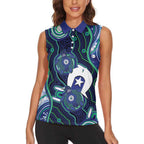 Personalised Torres Strait Islander Flag Day Women Sleeveless Polo Shirt Aboriginal Sea Turtle And Dhari