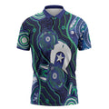 Personalised Torres Strait Islander Flag Day Zipper Polo Shirt Aboriginal Sea Turtle And Dhari