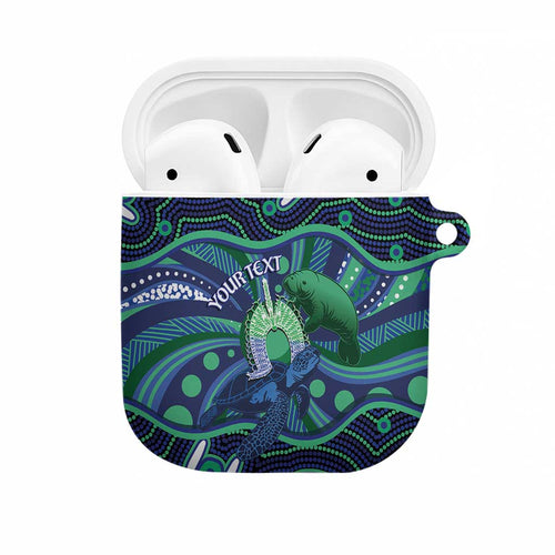 Personalised Torres Strait Islander Flag Day AirPods Case Dhari Australia Dugong Turtle Aboriginal Art