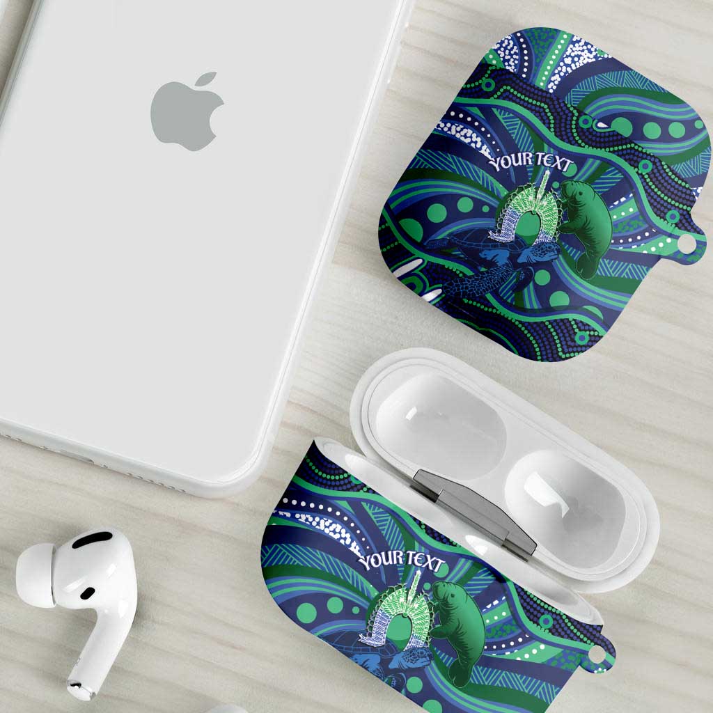 Personalised Torres Strait Islander Flag Day AirPods Case Dhari Australia Dugong Turtle Aboriginal Art