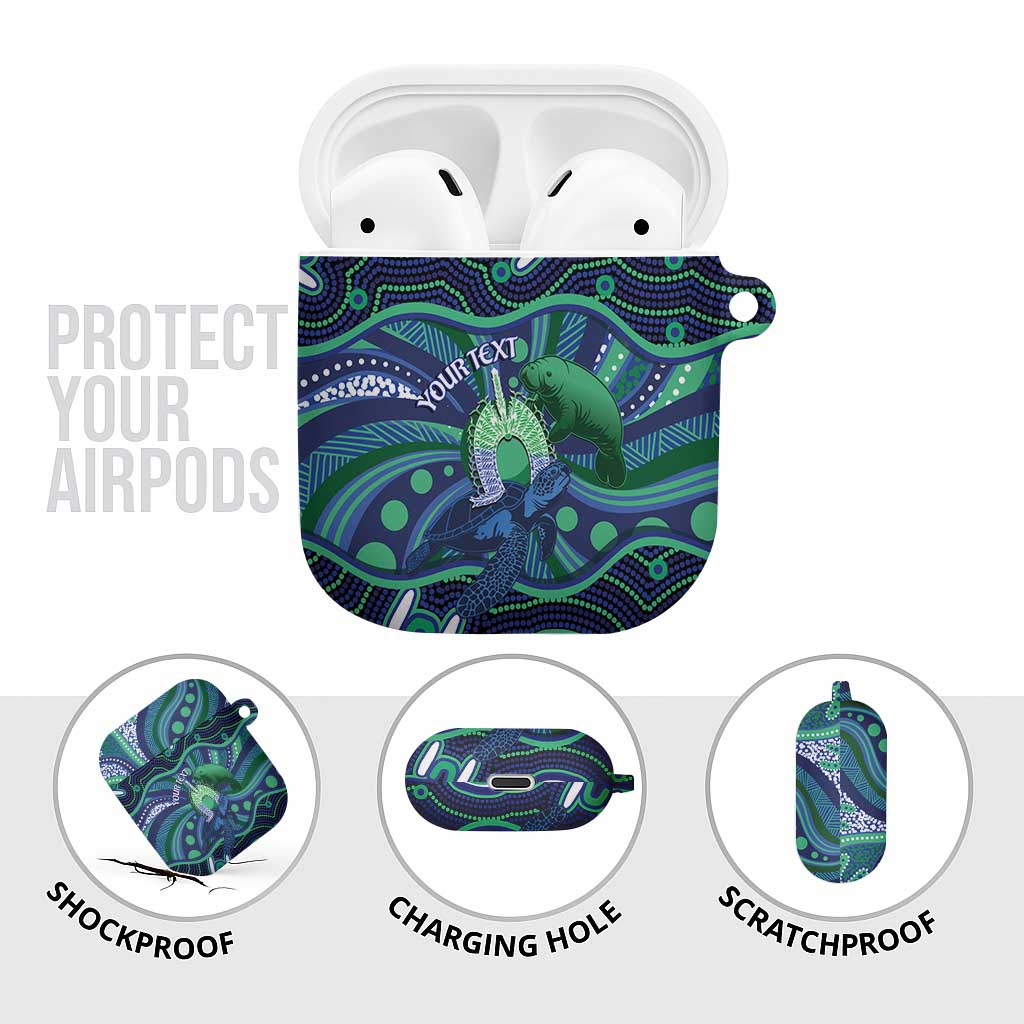Personalised Torres Strait Islander Flag Day AirPods Case Dhari Australia Dugong Turtle Aboriginal Art