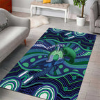 Personalised Torres Strait Islander Flag Day Area Rug Dhari Australia Dugong Turtle Aboriginal Art