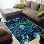 Personalised Torres Strait Islander Flag Day Area Rug Dhari Australia Dugong Turtle Aboriginal Art