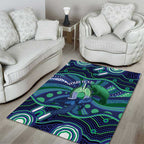 Personalised Torres Strait Islander Flag Day Area Rug Dhari Australia Dugong Turtle Aboriginal Art