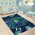 Personalised Torres Strait Islander Flag Day Area Rug Dhari Australia Dugong Turtle Aboriginal Art